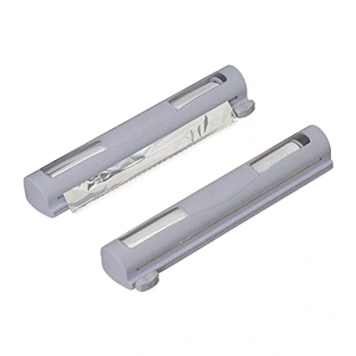 Abbildung von Relaxdays Folienschneider 2er Set, für Alu &amp; Frischhaltefolie, Sichtfenster, glattes Abtrennen, Folienabroller, grau