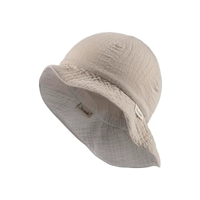 Abbildung von Sterntaler Wende Sonnenhut Uni Musselin Mädchen Mütze aus Baumwollmusselin Weicher Babyhut gefüttert mit Baby beige, 43