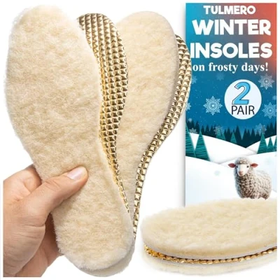 Abbildung von Thermoeinlegesohle Wollsohle für Winter Warme Schuheinlagen Herren Damen und Kinder wärmende Einlegesohlen 2 Paare TULMERO Einlagen Größe 47