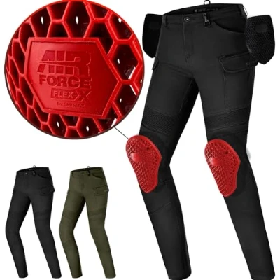 Abbildung von SHIMA Giro Motorrad Hose Damen mit Protektoren Airforce Knieprotektoren Motorradhose Kurzgrößen Hosen für Mann Protektorenhose Textilhose Urban Stretch Cargohose Lang (Frauen, Schwarz, 32/30)