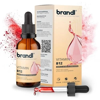 Abbildung von B12 Vitamin hochdosiert mit 3 Aktivformen für optimale Bioverfügbarkeit Vegan &amp; alkoholfrei pflanzlichem Glycerin ohne Zusatzstoffe Neue Charge MHD 2026 Tropfen 50ml