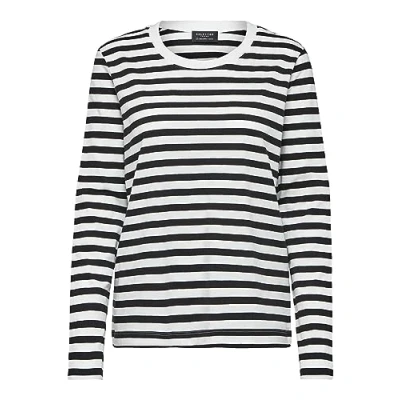 Abbildung von Selected Femme Slfstandard Langarmshirt, Damen, Größe: 36, Black/snow white