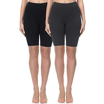 Abbildung von Merry Style Damen Sport Leggings kurz Sportleggings Radlerhose Sporthose aus Baumwolle 2 Pack MS10 200 (Schwarz/Graphite(2Pack), M)