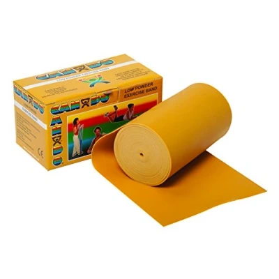 Abbildung von CanDo Trainingsband / Gymnastikband Spenderbox Länge 5,5 m gold (ultra schwer)