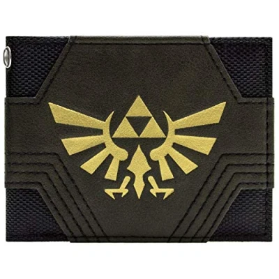 Abbildung von Nintendo Legend of Zelda Textured Golden Triforce Geldbörse/Geldbeutel Bi Fold ID &amp; Kartenhalter, Schwarz
