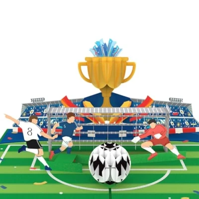 Abbildung von papercrush® Pop Up Karte Fußball Champions 3D Geburtstagskarte oder Gutschein für Fußballer &amp; Fußballfans (Kinder, Teenager Männer), Lustige Geschenkkarte zum Kindergeburtstag von Mädchen Jungen