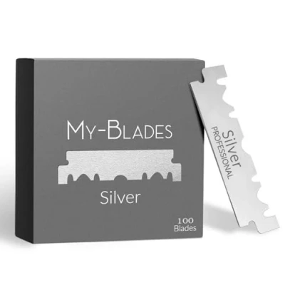 Abbildung von My Blades® Silver 100 Einseitige Rasierklingen aus deutschem Stahl Halbe Klinge eisgehärtet für Rasiermesser und Shavette