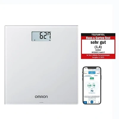 Abbildung von OMRON HN300T2 Intelli IT smarte, digitale Personenwaage für zu Hause, Körperwaage mit Bluetooth Anbindung an Smartphone App
