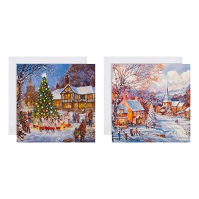 Abbildung von Hallmark Multipack Weihnachtskarten, Wohltätigkeitskarten, 16 Stück in 2 festlichen Designs, winterliche Szene