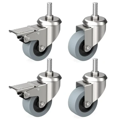 Abbildung von RAVN HAMAN 4er Set Möbelrollen 50 mm mit Gewinde Stift 10 x 25 Schwerlastrollen Bremse bis 30 kg pro Rad Transportrollen für innen und außen Lenkrollen viele Bodenarten