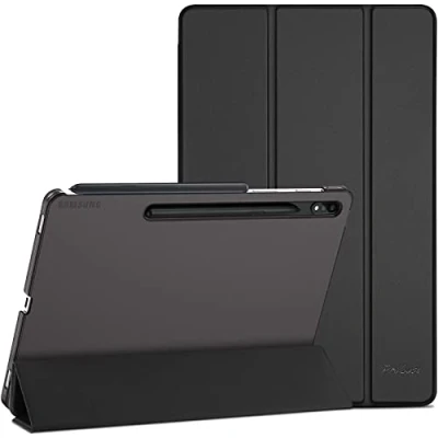 Abbildung von ProCase Hülle für 12,4 Zoll Galaxy Tab S8 Plus/Tab S7 FE/Tab Plus (SM X800/X806)(SM T730/T733/T736/T738)(SM T970/T976/T978/T975) Dreifach Falt Klapp Schutzhülle Ultra Dünn Case Schwarz