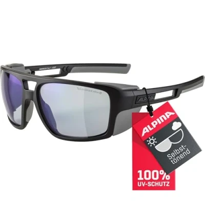 Abbildung von ALPINA SYKWALSH V Selbsttönende, Bruchfeste &amp; Beschlagfreie Sport Fahrradbrille Mit 100% UV Schutz Für Erwachsene, black grey matt, One Size