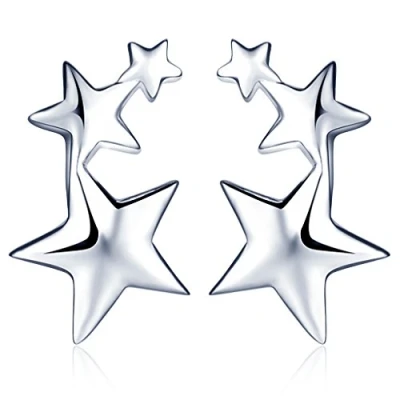 Abbildung von Unendlich U 3 Sterne Pentagramme Damen Ohrstecker 925 Sterling Silber Stecker Ohrringe Ohrschmuck Earrings,