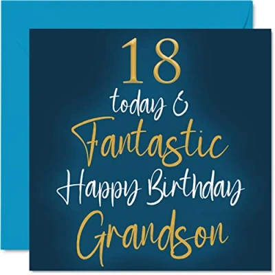 Abbildung von Fantastische Geburtstagskarte zum 18. Geburtstag für Enkel 18 Today &amp; Fantastic Karte von Großeltern, Enkelsohn Geburtstagsgeschenke, 145 mm x Geburtstagsgrußkarten Geschenk