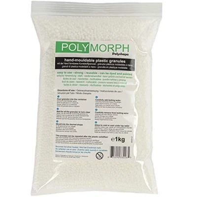 Abbildung von Polyshape Polymorph formbare Plastikgranulate für Selbermachen, Zahnprothesen, Spezialeffekte 1kg Beutel