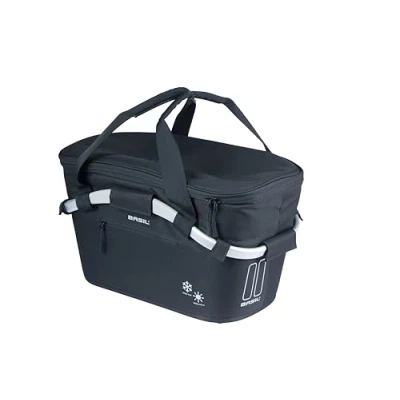 Abbildung von Basil Classic Carry All ISO Fahrradkorb MIK, Schwarz abschließbares MIK System inkl., 18 Liter Volumen, isoliert und wetterfest, ideal für Einkäufe Lebensmitteltransport