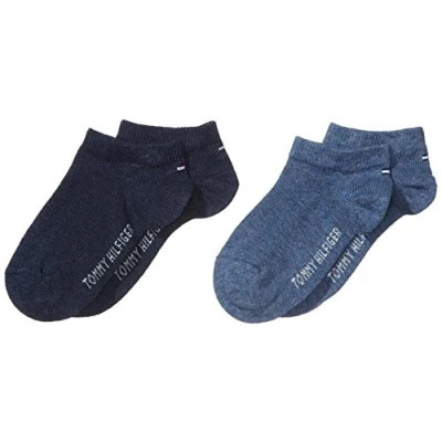 Abbildung von Tommy Hilfiger Jungen Sneakersocken TH CHILDREN SNEAKER, 2er Pack, Einfarbig, Gr. 31 (Herstellergröße: 34), Blau (jeans 356)