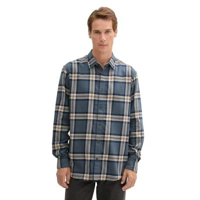 Abbildung von TOM TAILOR Herren Regular Fit Hemd im Karomuster, 36642 Stormy Blue White Check, M
