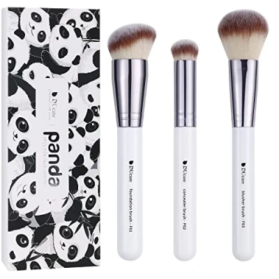 Abbildung von DUcare 3 Stücke Make up Pinsel Reiseset Foundation Concealer Blusher weiches dichtes Synthesehaar für Bronzer Mischen Kontur flüssige Creme Polieren