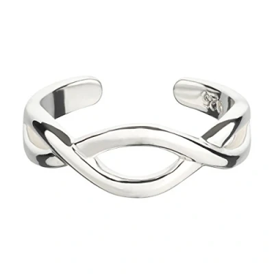 Abbildung von Zehenring aus 925 Sterling Silber als Fußschmuck oder Fingerring für Damen, Herren und Kinder, offener Midi Ring, verstellbar, Modell 27 Infinity
