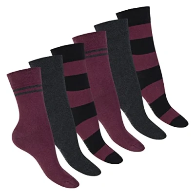 Abbildung von Footstar Damen Ringel Socken (6 Paar) Bordeaux 39 42
