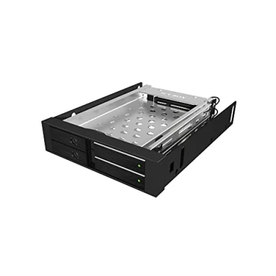 Abbildung von ICY BOX Dual HDD &amp; SSD Wechselrahmen, 2x 2,5 Zoll in 1x 3,5 Schacht mit Fronttür, SATA, Metall, Schwarz