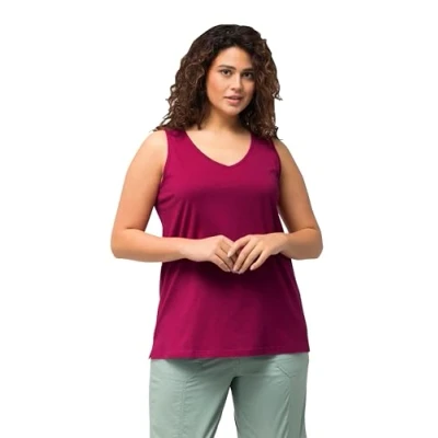 Abbildung von Ulla Popken Damen Feminines Top mit V neck T Shirt, magnolienrot, 58 60