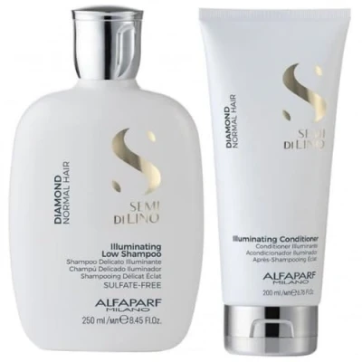Abbildung von Alfaparf Semi Di Lino Diamond Illuminating Low Shampoo 250 ml + Conditioner 200 &quot;Duo Set&quot;
