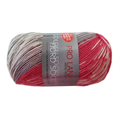 Abbildung von Unbekannt Pro Lana Fjord Socks 4 fädig Color 183 rot grau, Sockenwolle Norwegermuster musterbildend, 278477