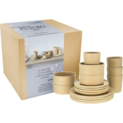 Abbildung von CreaTable, 21539, Serie Futuro, 16 teiliges Geschirrset, Kombiservice aus Steinzeug, spülmaschinen und mikrowellengeeignet, Made in Portugal