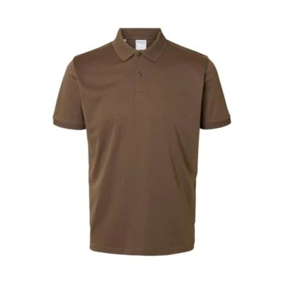 Abbildung von Selected Homme Kurzarm Poloshirt, Herren, Größe: Small, Morel