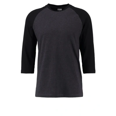 Abbildung von Urban Classics Contrast 3/4 Sleeve Raglan Langarmshirt charcoal/black, Herren, Größe: Large, Charcoal/black