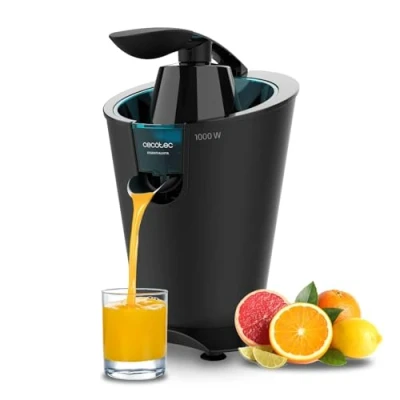 Abbildung von Cecotec Elektrischer Zitruspressen EssentialVita PowerFresh 1000 Black, Leistung W, Edelstahlfilter, 6 Titanblätter, kontinuierliche Extraktion, Tropfschutz, spülmaschinenfeste Teile