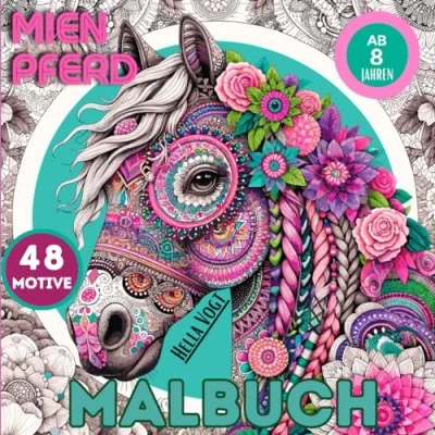 Abbildung von Pferde Malbuch für Mädchen ab 8 Jahren: Buch perfekt als Geschenk und Jugendliche: Enthält 48 liebevoll gestaltete Pferdemandalas zusätzliche Motive zum Ausmalen Entspannen.