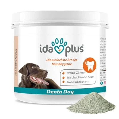 Abbildung von Ida Plus Denta Dog kinderleichte Hunde Zahnpflege ohne Zähne bürsten Dental Pflege stoppt Mundgeruch &amp; sorgt für frischem Atem verhindert Zahnstein Plaque 150g