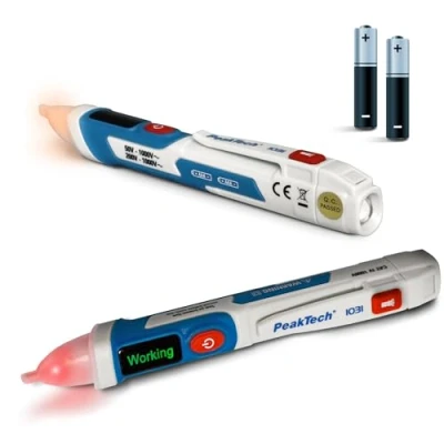 Abbildung von PeakTech 1031 Kontaktloser AC Spannungsprüfer mit LED Signal Lampe &amp; Vibration, 50 1000 V Betriebsbereich, Berührungsloser Spannungstester, Strom Prüfgerät, Stift Multimeter 155 x 25mm, White