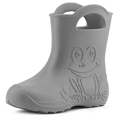 Abbildung von Ladeheid Eva federleichte Kinder Gummistiefel für Jungen und Mädchen Regenschuhe Bequeme wasserdichte Regenstiefel LA CA 01 (Grau, 34/35 EU)