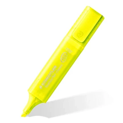 Abbildung von STAEDTLER Textmarker Textsurfer classic, hohe Qualität, mit großem Tintenspeicher für extra lange Markierleistung, Set 4 gelben Textmarkern, 364 1P WP4