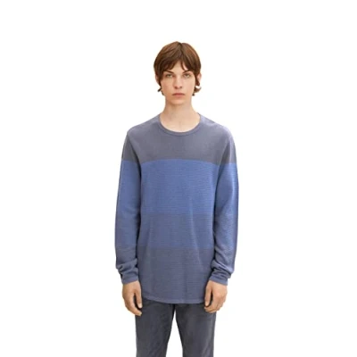 Abbildung von TOM Tailor Denim MIT STRU Strickpullover, Herren, Größe: XL, Petrol grey structured degrade