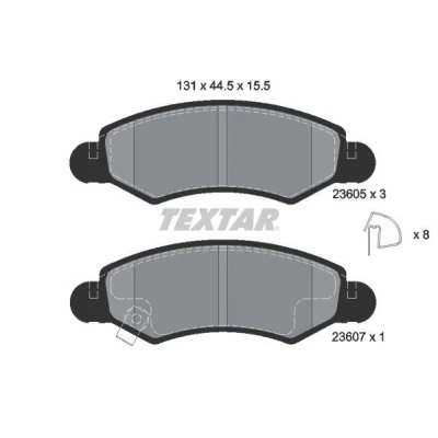 Abbildung von TEXTAR 2360501 Bremsbelagsatz mit akustischer Verschleißwarnung Zubehör SUZUKI: Ignis 2, I, Wagon R+ II Hatchback, SUBARU: JUSTY 3