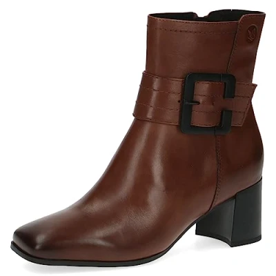 Abbildung von CAPRICE Damen Stiefeletten mit Absatz Memotion aus Leder Blockabsatz Weite G, Braun (Cognac Nappa), 41 EU