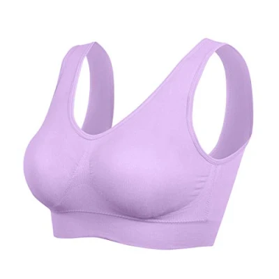 Abbildung von Boolavard ® Sport BH und Wohlfühl Bra Komfort nahtlos in Farbe Weiß Schwarz Beige (L: 96 101cm (75C 85A), Licht violett)
