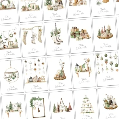 Abbildung von the lazy panda card company 64 Weihnachtspostkarten Set Weihnachtskarten Weihnachten Karten mit 32 unterschiedlichen Motiven