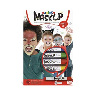 Abbildung von CARIOCA Mask Up Party, Schminkset für Jungen und Mädchen, Schminkstifte Ideal Weihnachten, Halloween, Karneval Partys 3 Farben 2 Anleitungen Dermatologisch getestet