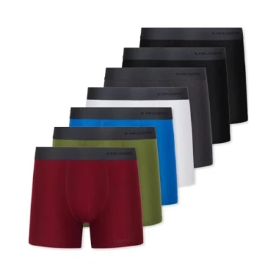 Abbildung von FM London 7er Pack Boxershorts für Herren ohne Etikett Atmungsaktive, Weiche und Dehnbare Unterhosen Männer mit Hohem Baumwollanteil, Dunkel Sortiert, XL