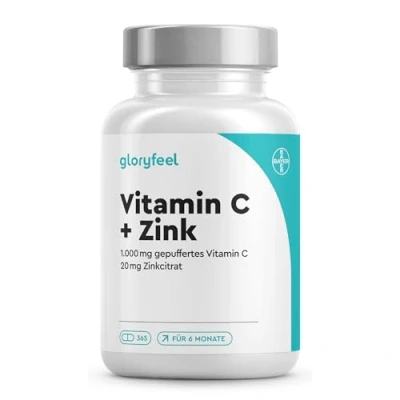 Abbildung von Vitamin C 365 Kapseln Hochdosiert mit 1000mg + 20mg Zink Pflanzlich fermentiert &amp; gepuffert (pH neutral, säurefrei, magenschonend) Laborgeprüft, vegan ohne Zusätze hergestellt