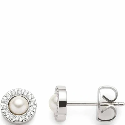 Abbildung von Leonardo Jewels Isa Damen Ohrstecker Set aus Edelstahl mit schwarzem Glasstein und Zirkonia Steinen, Durchmesser 0,7 cm, Schmuck Geschenk für Frauen 023349