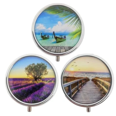 Abbildung von 3er Set Pillendose Medikamentenbox Tablettenbox Pillenbox (Meer, Lavendel, Seebrücke)
