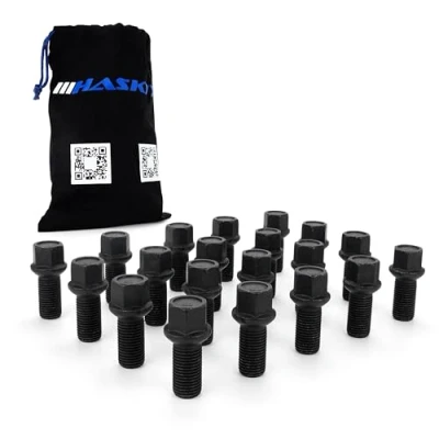 Abbildung von 20x Radschrauben Radbolzen M14x1,5x27mm Kugelbund R13 Schwarz Kompatibel mit Audi VW Seat &amp; Skoda inkl. Beutel
