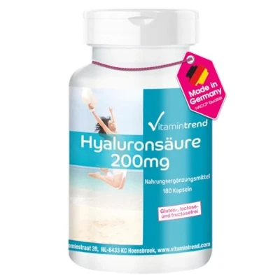 Abbildung von Hyaluronsäure 200mg 180 Kapseln vegan hochdosiert Großpackung Vitamintrend®